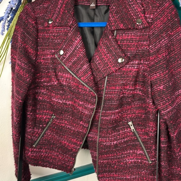 Dana Buchman Burgandy Red/Black Zip Up Long Sleeve Blazer - Picture 5 of 7